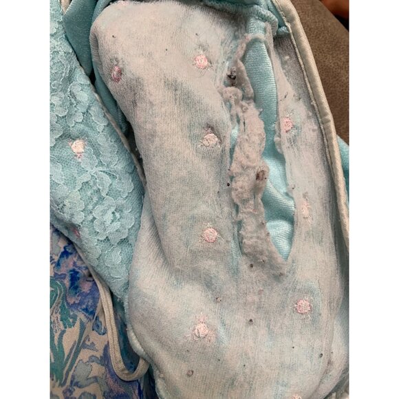 Vintage Vanity Fair Granny Style Felt Robe Blue Womans Size XXL LS10 - Picture 7 of 9